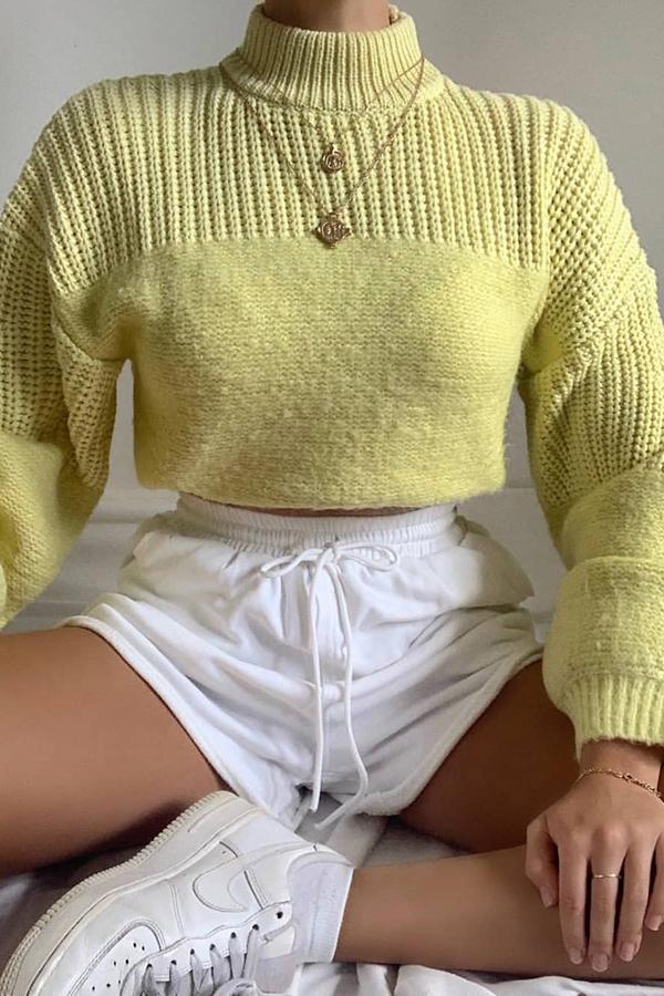 Casual Stitching Crew Neck Sweater