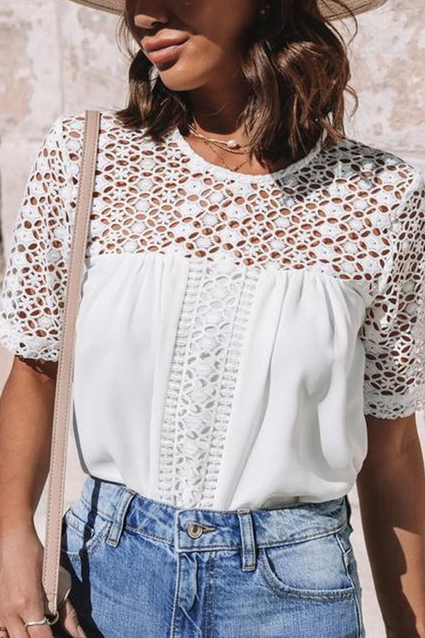 Lace Hollow Patchwork Blouse