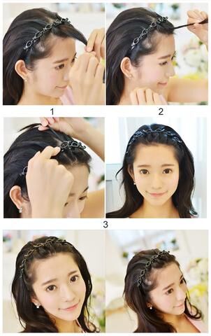 Double bangs hairstyle hairpin