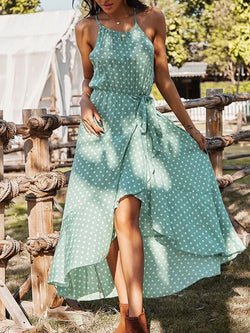 Polka Dot Spaghetti Strap Long Dress