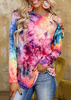 Tie Dye Cold Shoulder Blouse