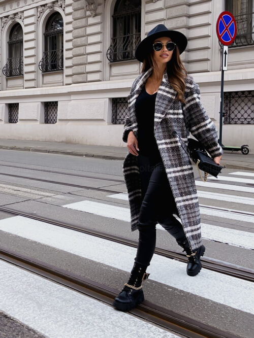 Long Blazer Plaid Shacket Coat