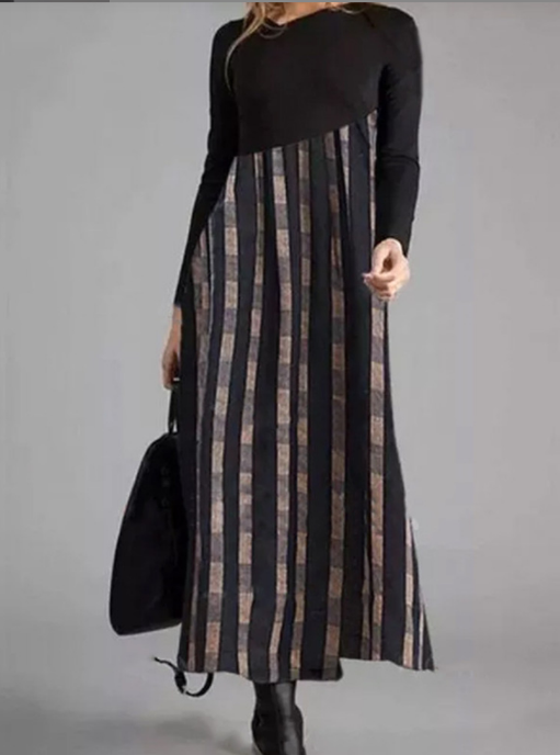 Casual Long Sleeve Pleated Maxi Dress