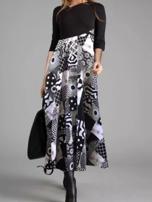 Casual Long Sleeve Pleated Maxi Dress