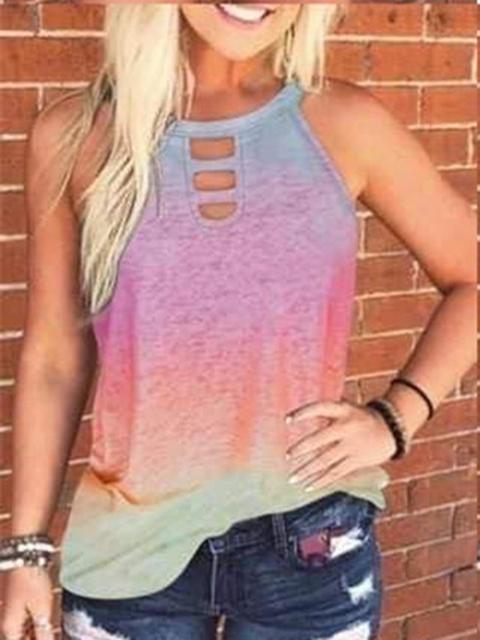 Round Neck Tie dye Leopard Print Tank Top