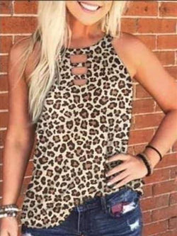 Round Neck Tie dye Leopard Print Tank Top