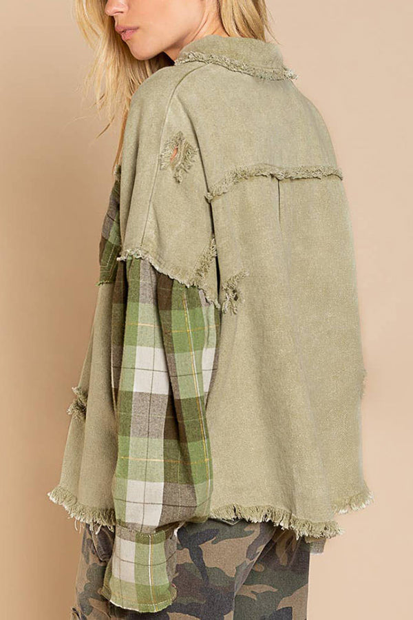 Forest Morning Plaid Button Front Shacket