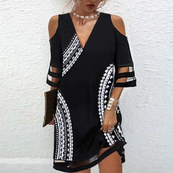 Sexy Bodycon Off Shoulder V-Neck Mini Dress