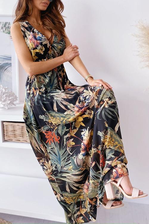 Floral Print Tie Back Beach Party Dresses