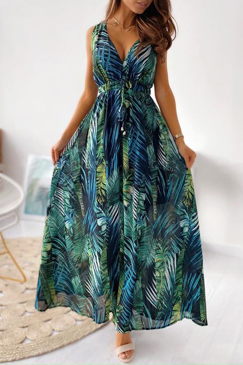 Floral Print Tie Back Beach Party Dresses