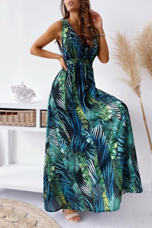 Floral Print Tie Back Beach Party Dresses