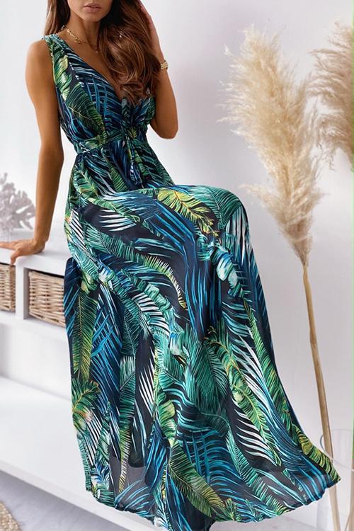 Floral Print Tie Back Beach Party Dresses