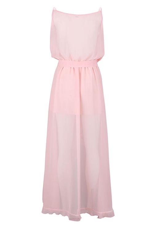 V-Neck Ruffled Chiffon Dress