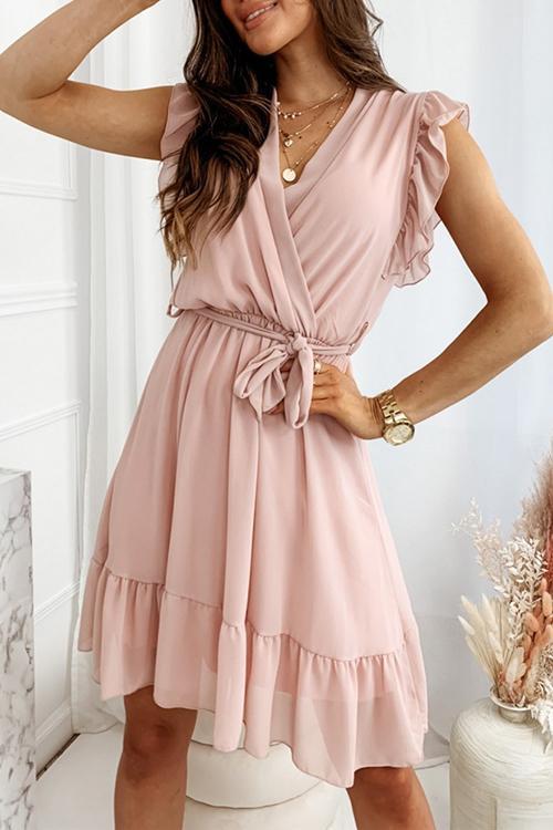 Sleeveless Tie V-Neck Dress