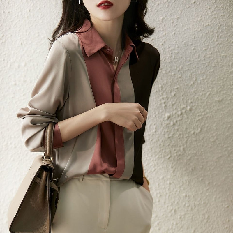 Casual Lapel Long Sleeve Collar Button Blouse