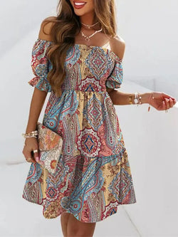 Casual Collar Elegant Ruffle Hem Off Shoulder Mini Dress