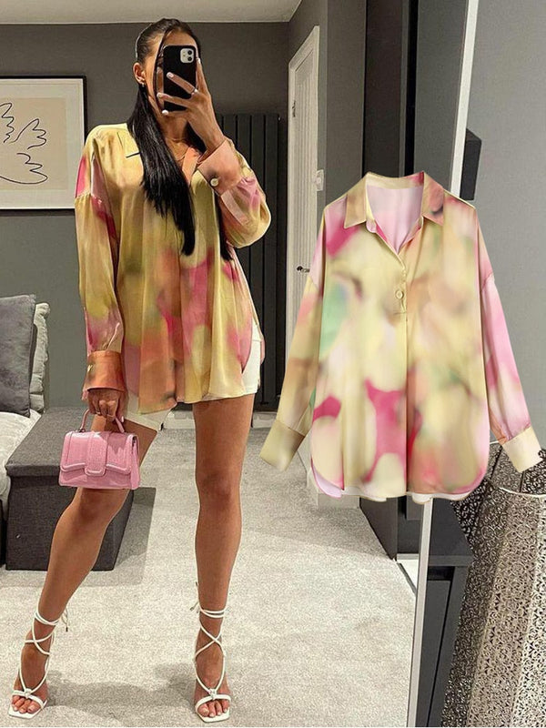 Women's Long Sleeve Printed Vintage Shirt