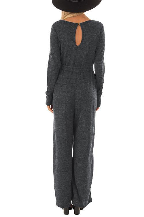 V-Neck Belted Wide-Leg Jumpsuit