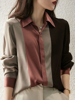 Casual Lapel Long Sleeve Collar Button Blouse