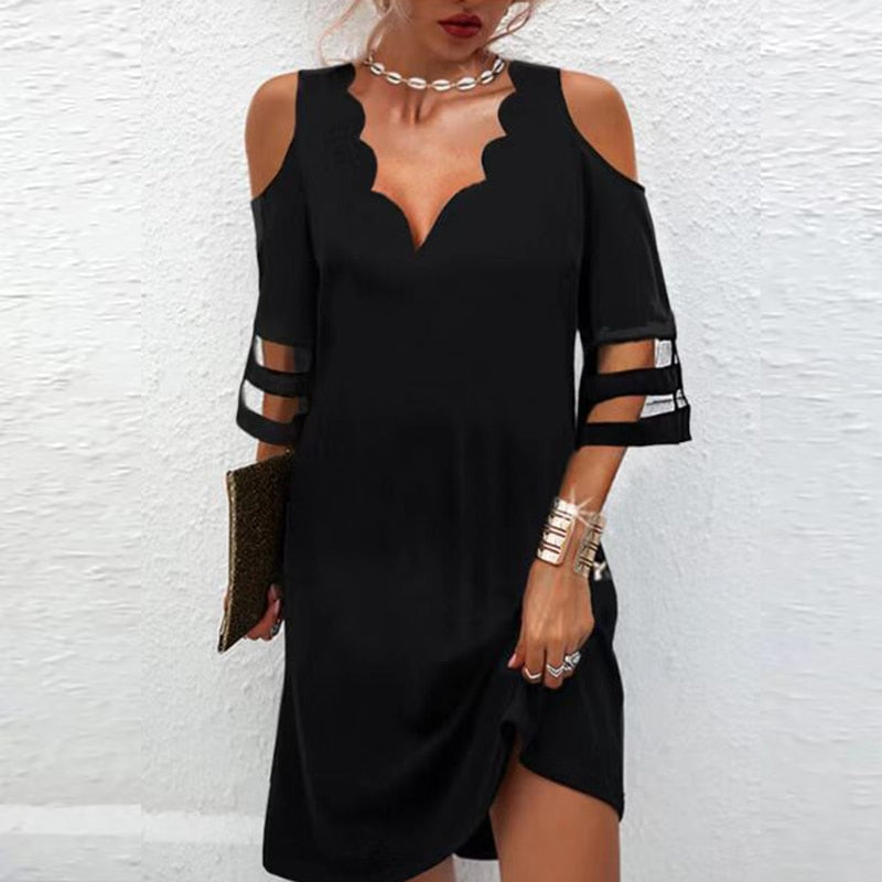 Sexy Bodycon Off Shoulder V-Neck Mini Dress