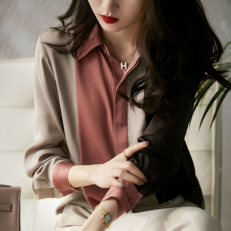 Casual Lapel Long Sleeve Collar Button Blouse