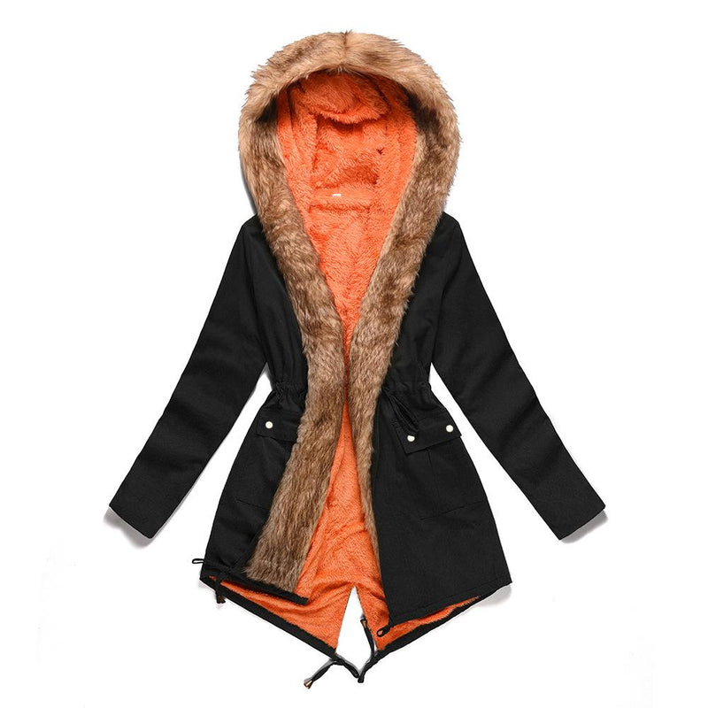 Womens Hooded Faux Fur Lined Warm Coats