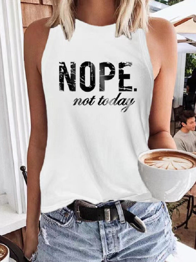 Women's Tank Tops Letter Print Crew Neck Sleeveless Tank Top