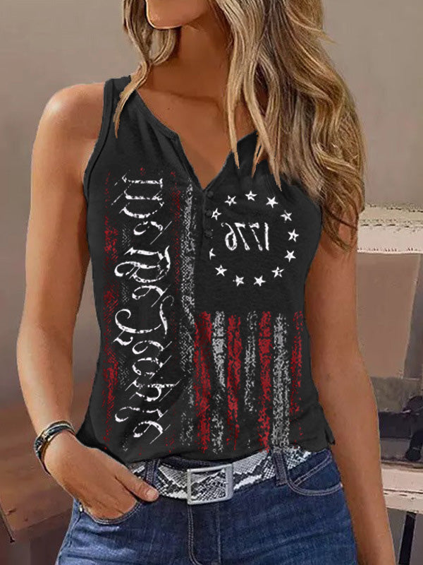 Women's Tank Tops Casual Print V-Neck Sleeveless Tank Top