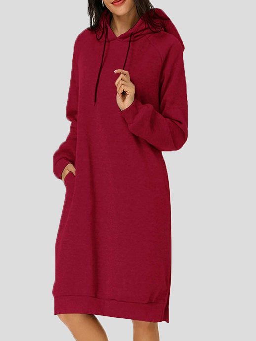 Women's Dresses Casual Solid Pocket Hooded Dress