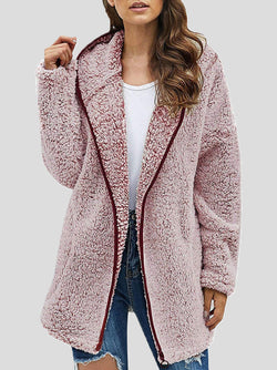 Women's Coats Casual Solid Lapel Plush Hoodie Coats