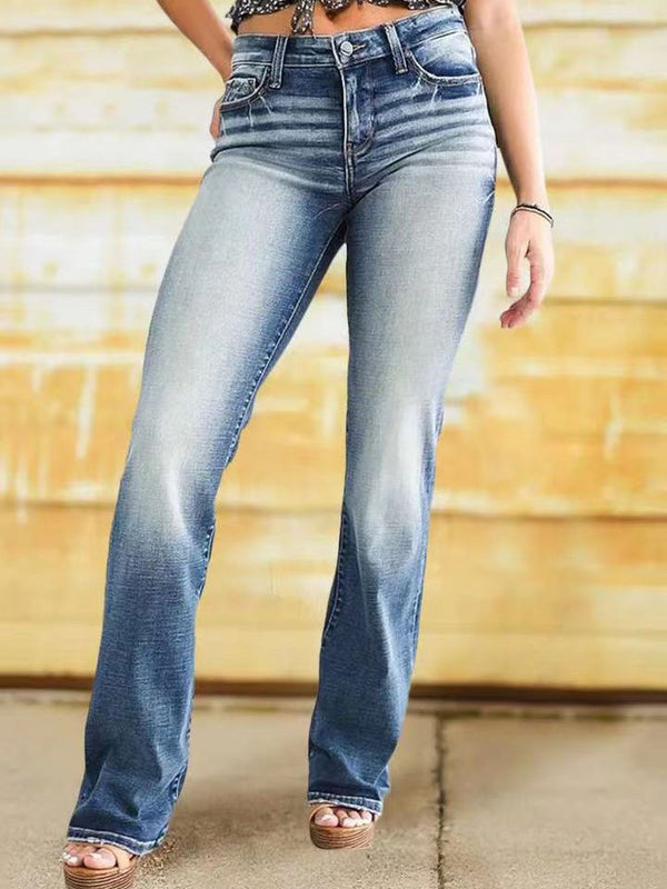 Women's Jeans Pocket Slim Fit Micro-Flare Jeans