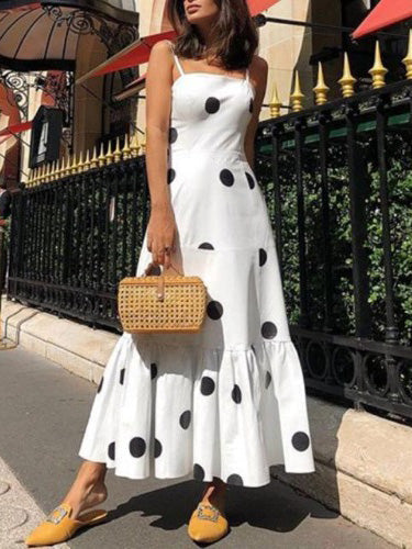 Women's Dresses Sling Polka Dot Print Sleeveless Dress