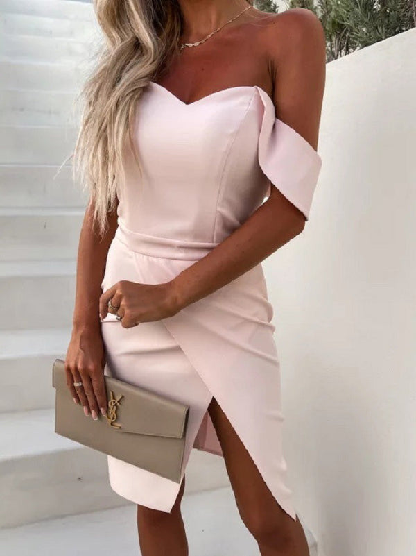 Women's Dresses Solid One Shoulder Slim Fit Slit Dress