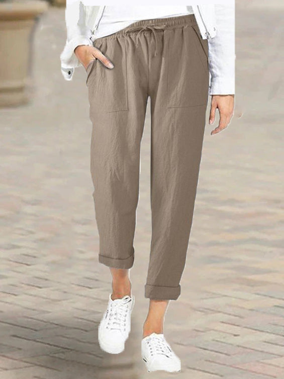 Women's Pants Lace-Up High Waist Pocket Casual Pants