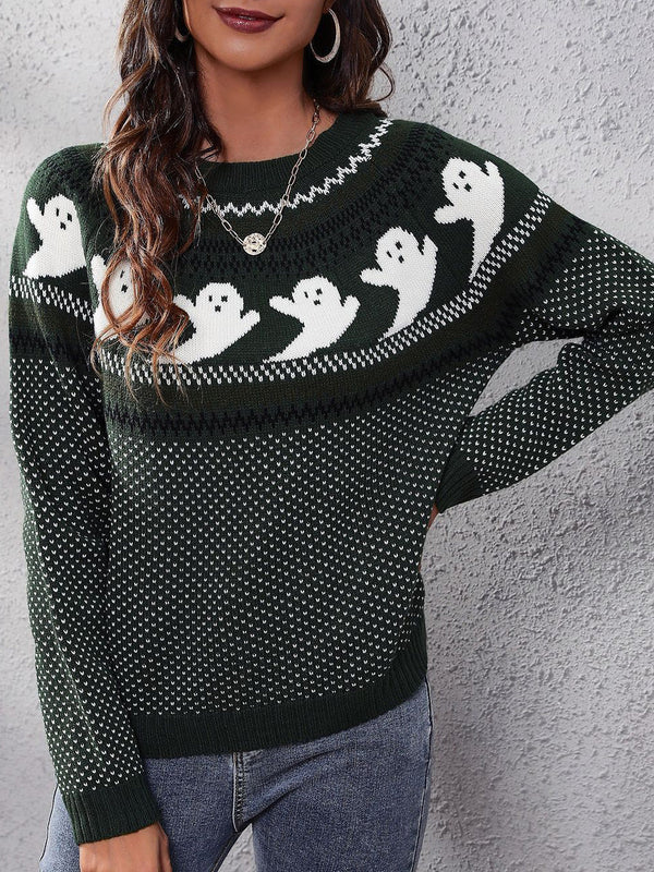 Women's Sweaters Ghost Vintage Polka Dot Long Sleeve Knit Sweater