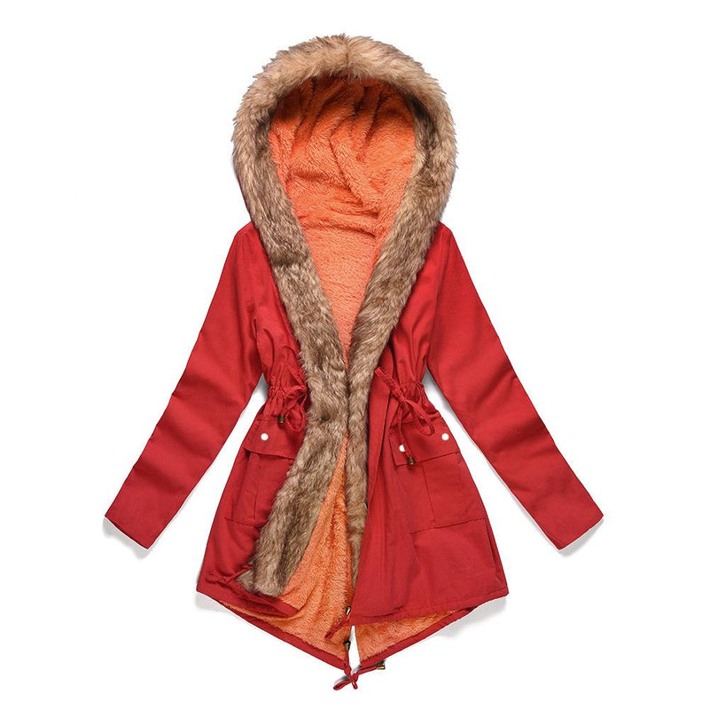 Womens Hooded Faux Fur Lined Warm Coats