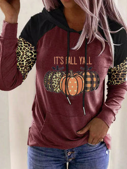 Women's Hoodies Printed Pocket Long Sleeve Hoody