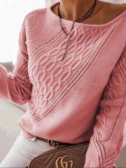 Women's Sweaters Casual Solid Sloping Shoulder Long Sleeve Sweater