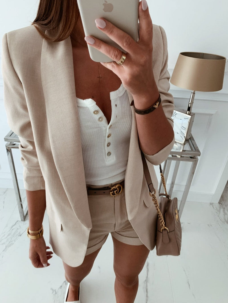 Women's Blazers Solid Lapel Long Sleeve Small Blazer