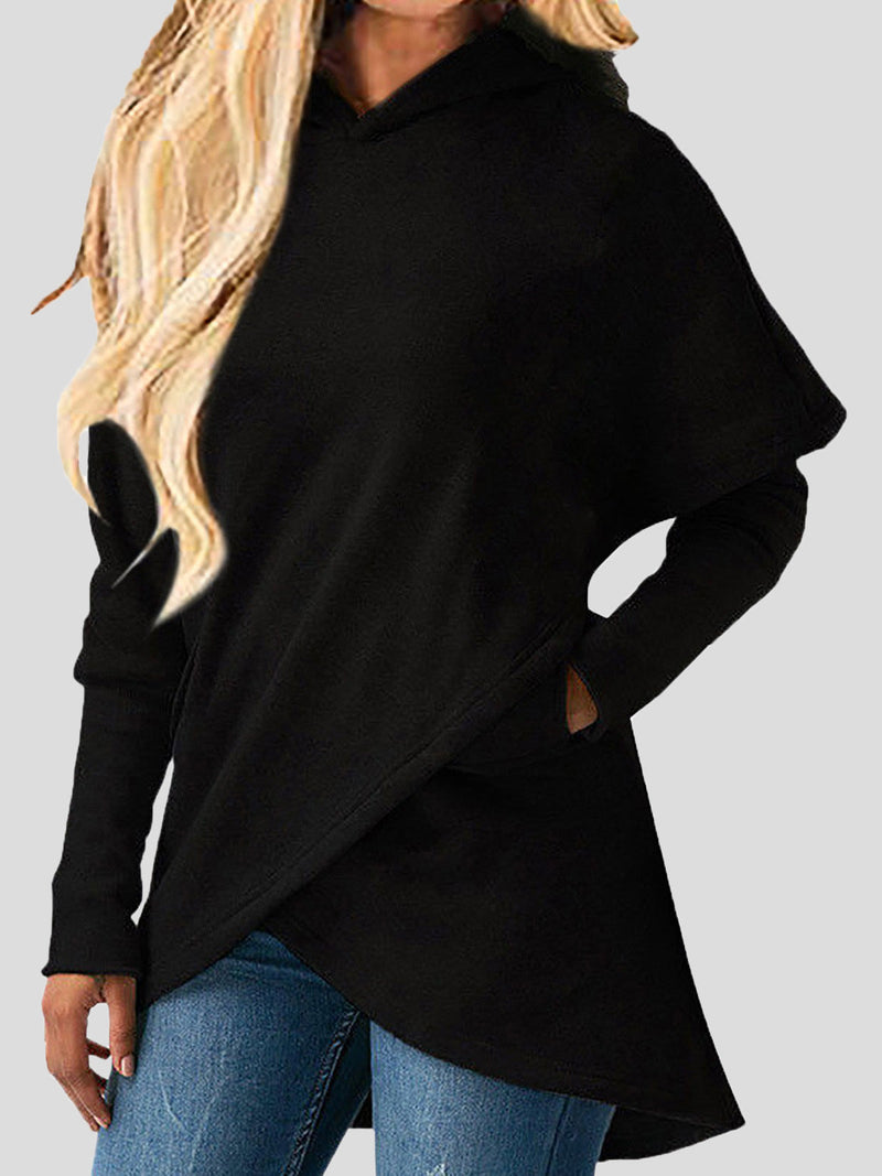 Women's Hoodies Loose Irregular Pocket Long Sleeve Hoody