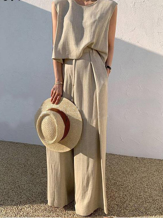 Women's Sets Sleeveless Tank Top & Wide Leg Pants Two-Piece Set