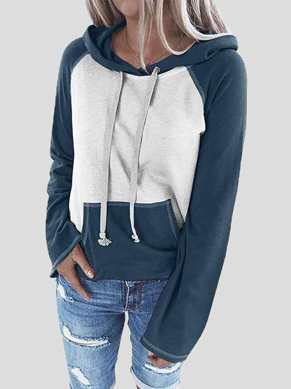 Women's Hoodies Colorblock Pocket Long Sleeve Casual Hoody