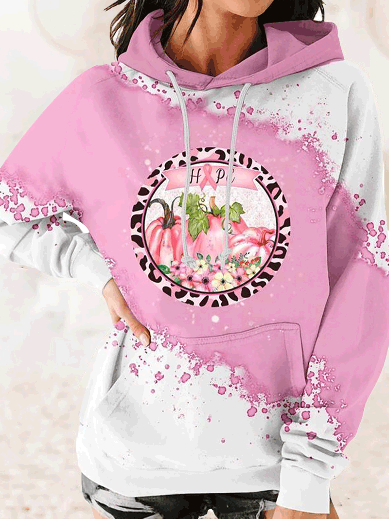 Women's Hoodies Casual Print Pocket Drawstring Hoody