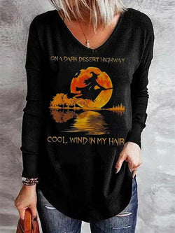 Women's T-Shirts Casual V-Neck Printed Long Sleeve T-Shirt