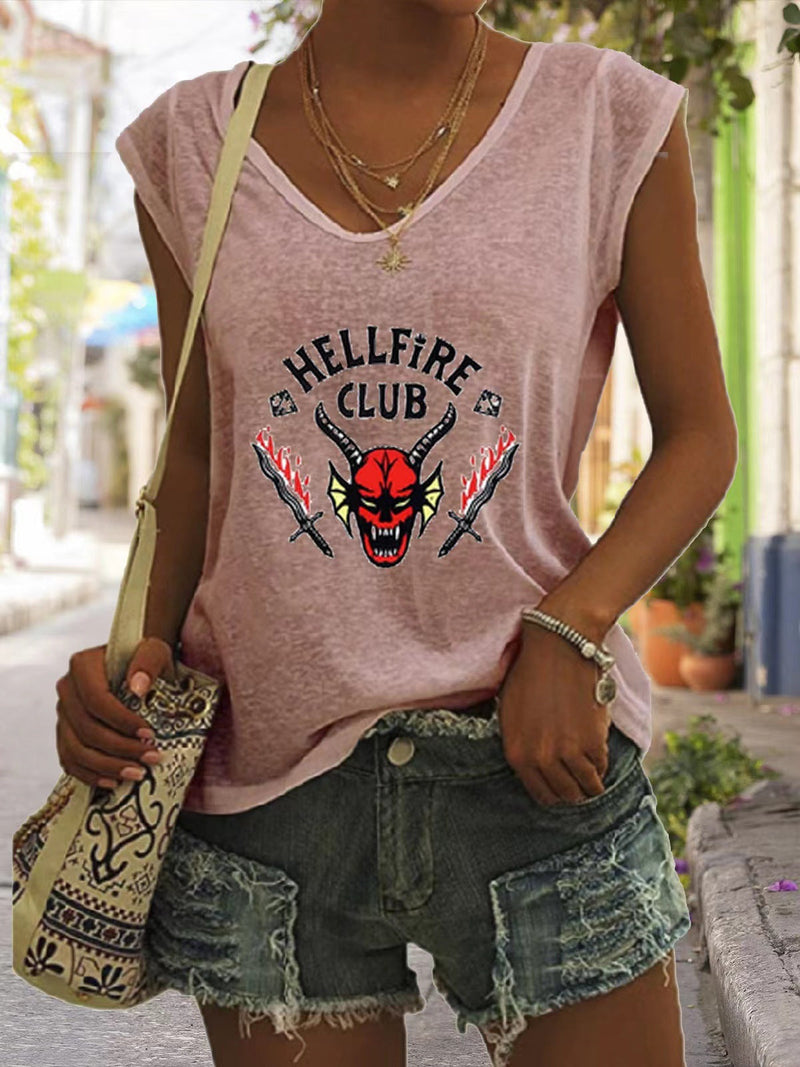 Women's Tank Tops Casual V-Neck Print Sleeveless Tank Top