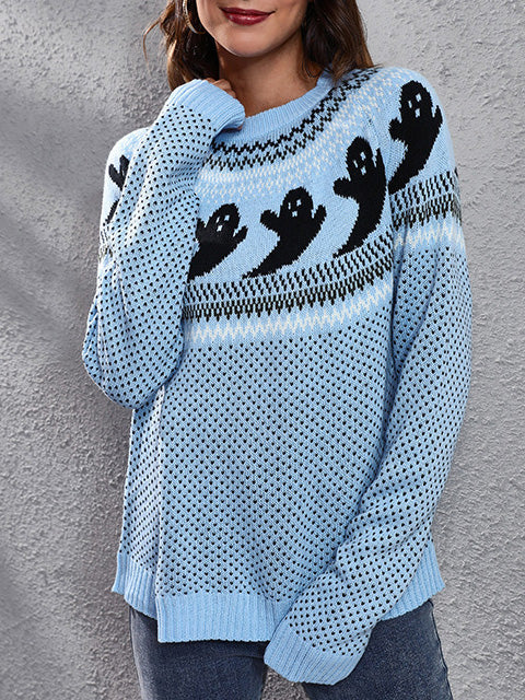 Women's Sweaters Ghost Vintage Polka Dot Long Sleeve Knit Sweater