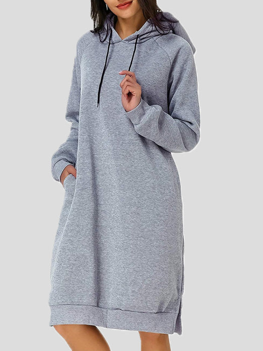 Women's Dresses Casual Solid Pocket Hooded Dress