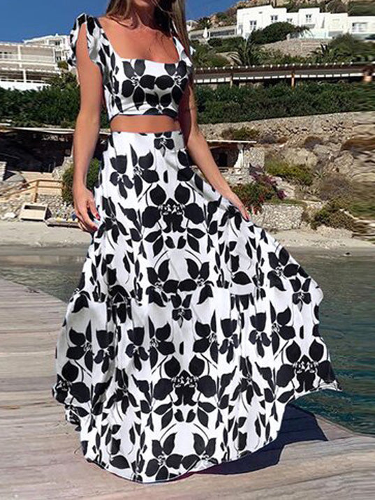 Women's Sets Boho Print Crop Top & Skirt Two Piece Set