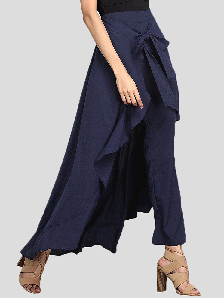 Women's Pants Irregular Chiffon Ruffle Belted Pants