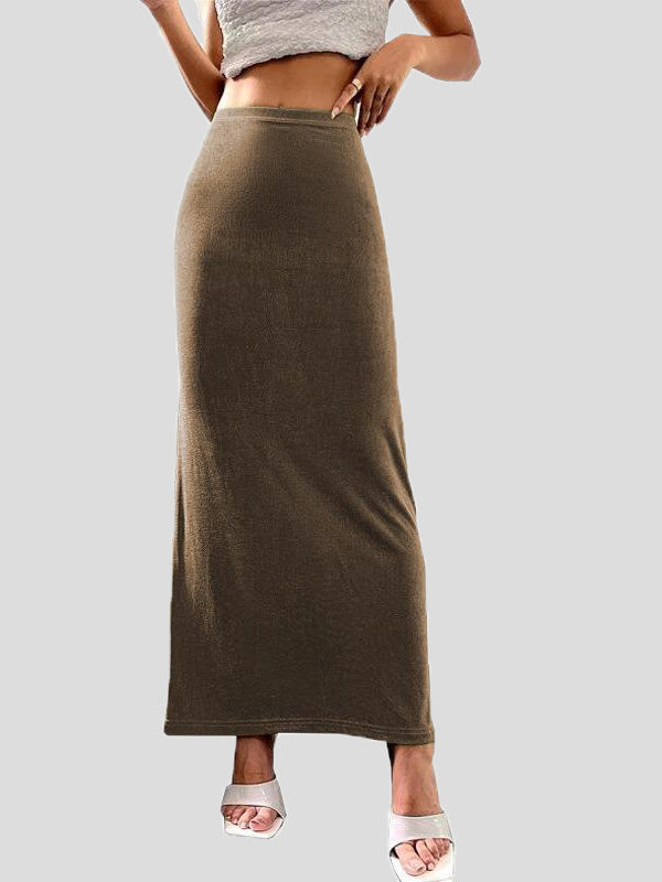 Women's Skirts Casual Solid Slim Fit Maxi Skirt